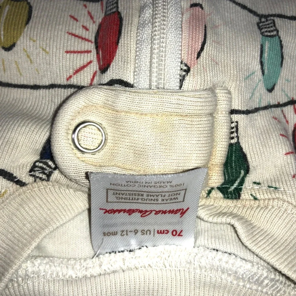 Hanna Andersson Christmas Lights Organic Cotton Sleeper 6-12 Months 70cm Cream